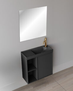 טוליפ 60 ארון אמבטיה תלויה קומפלט - שחור מט